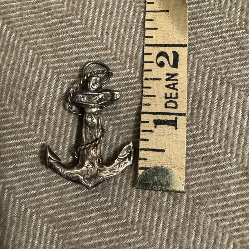 Victorian Antique Silver Anchor Pendant Brooch Pin